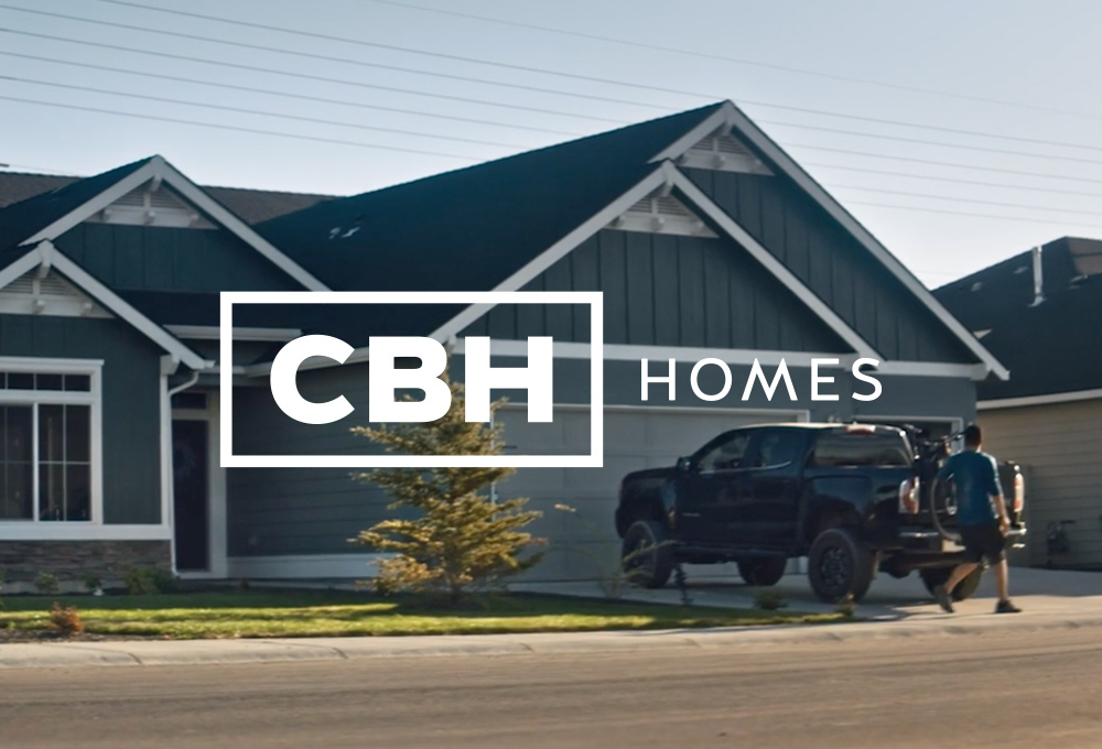 CBH Homes logo over background of new home with truck in drive way