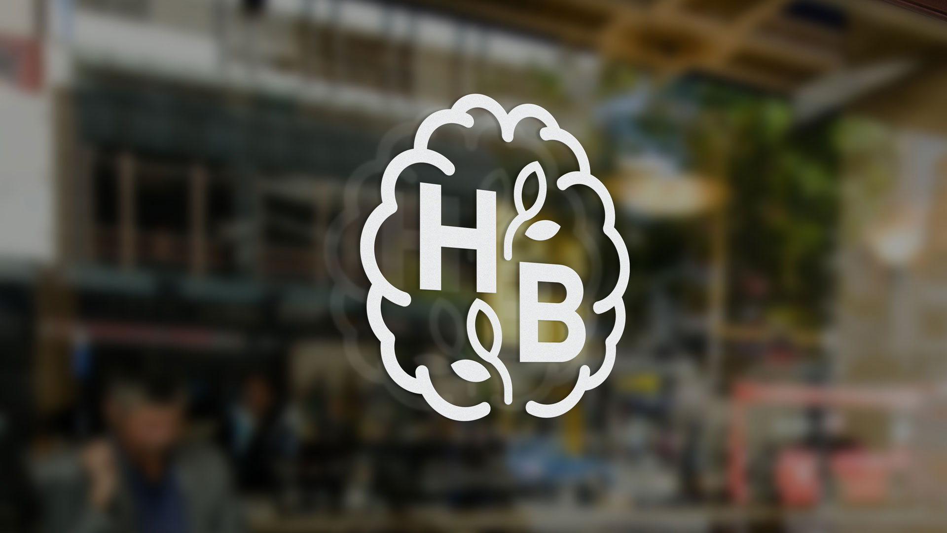 HB Brain Logo sticker on glass window