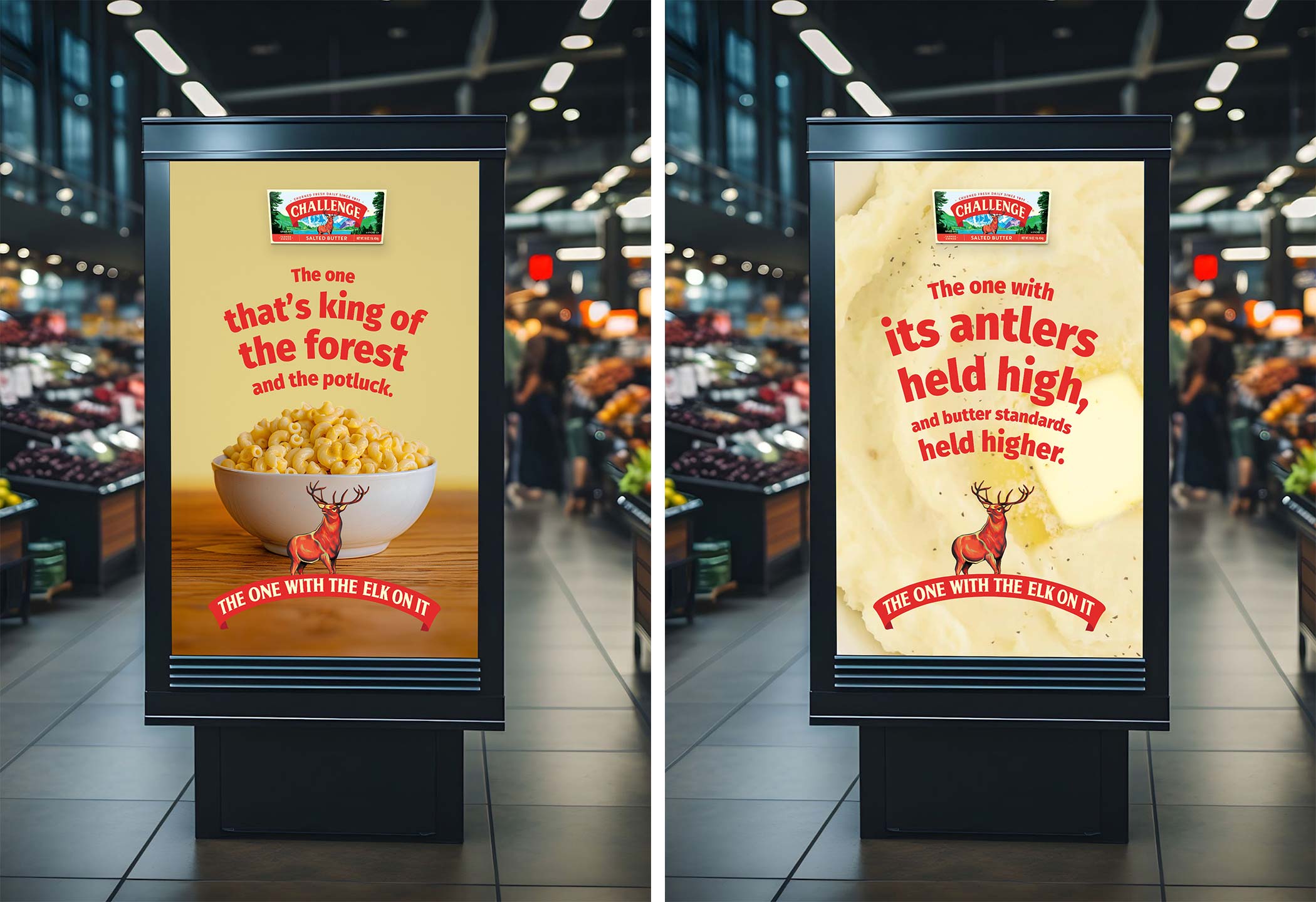 In store posters advertising Challenge Butter