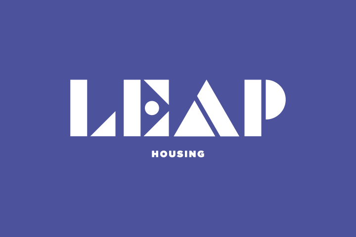 LEAP Housing Logo on lavender background